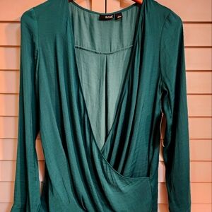 (NWT) A.N.A. Elegant Teal Green Drape Top (Size Small)